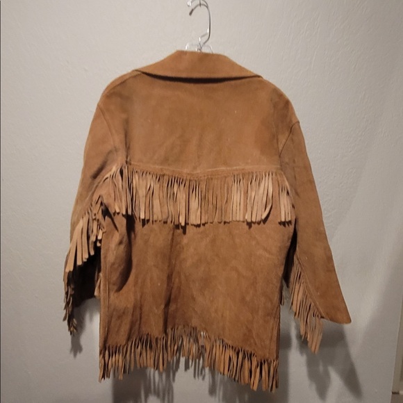 Vintage suede camel tan fringe sweater size medium - Picture 13 of 14